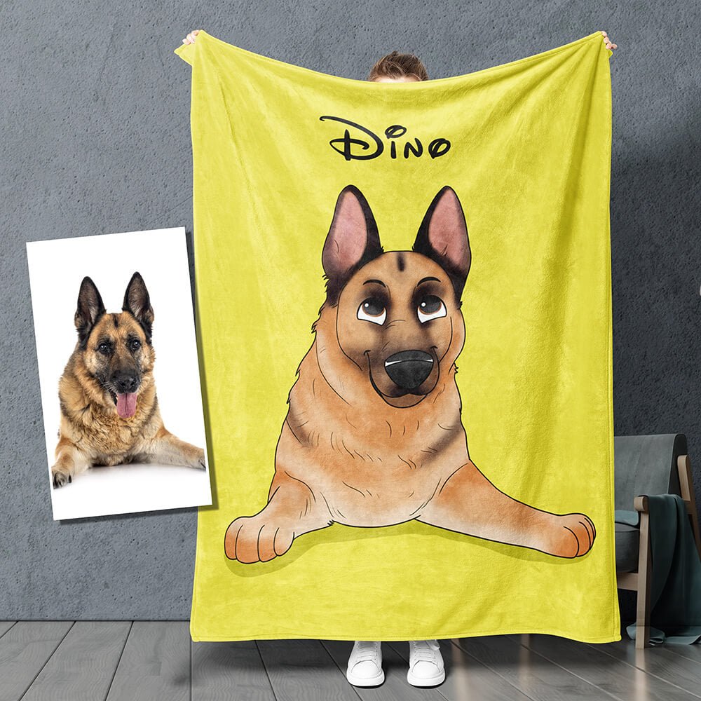 Cartoon Style Custom Pet Fleece Blanket