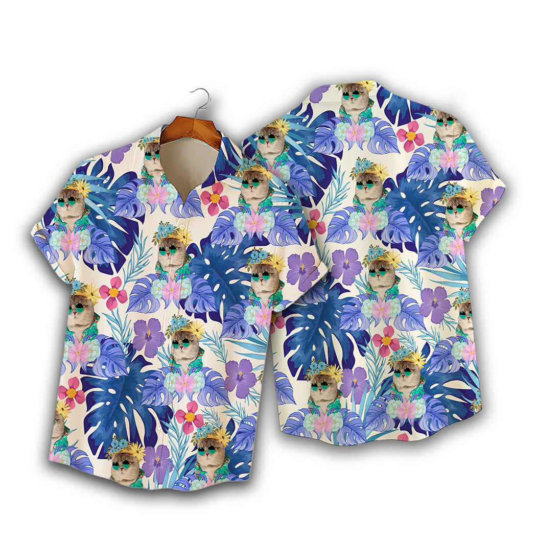 Custom Hawaiian Shirt for Pet Lovers | Personalized Pet Lovers Gift | Tropical Leaves & Flowers Pattern White Color Aloha Shirt