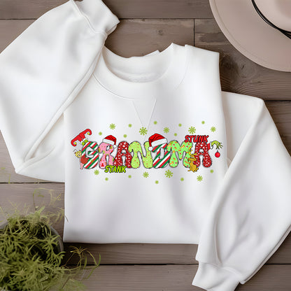 Mom and Grandma Christmas Sweatshirt With Kids Name On Back