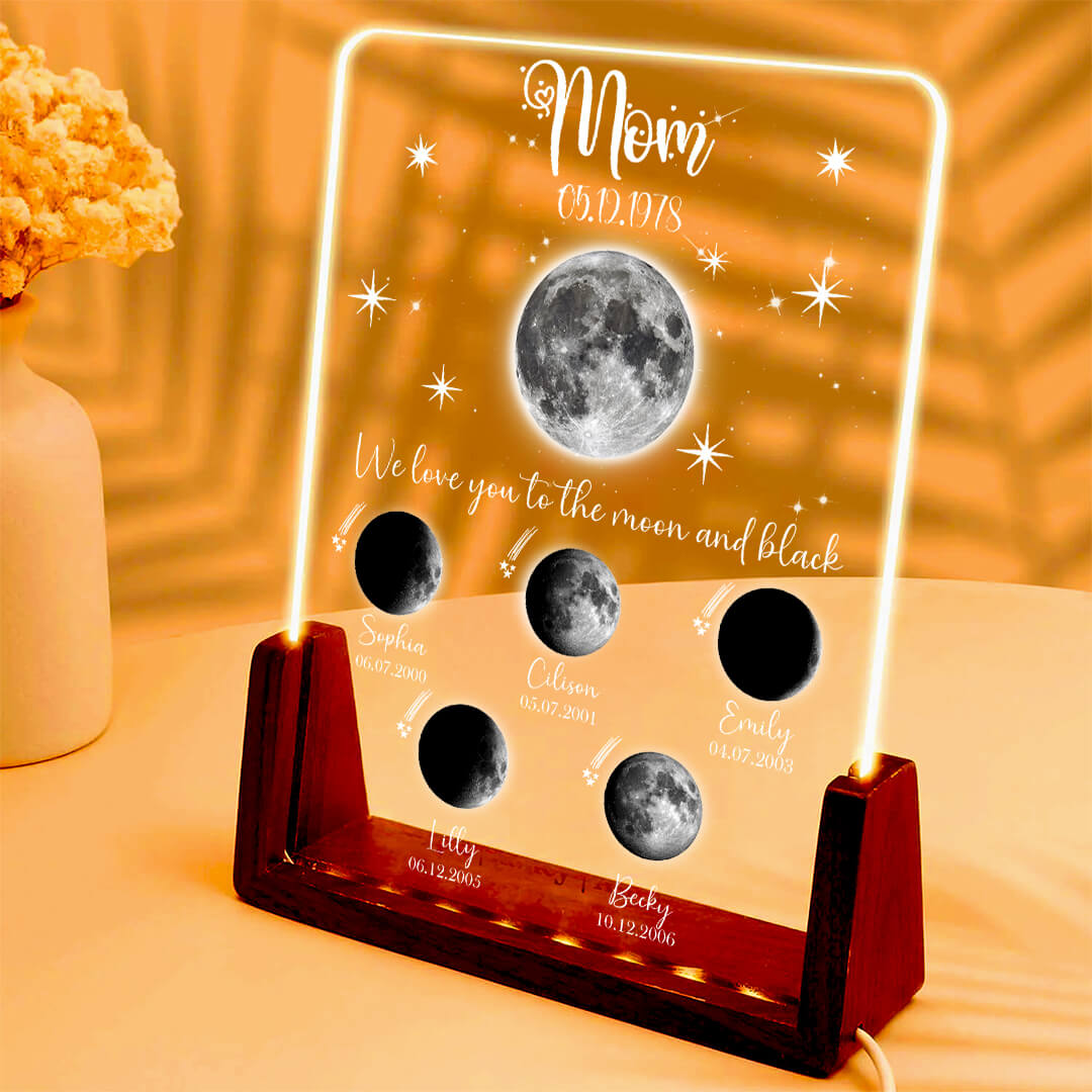 Personalized Moon Phase Mom's Family Acrylic plaque