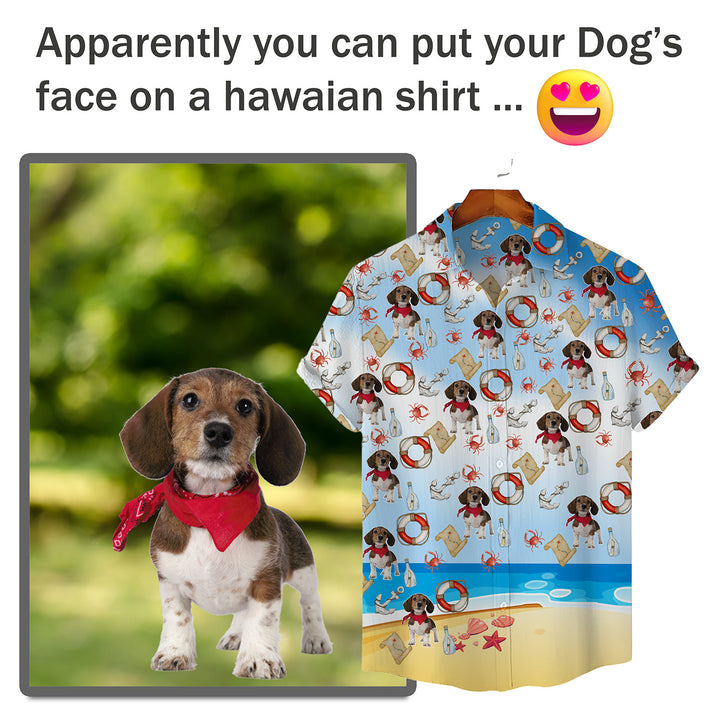 Custom Hawaiian Shirt for Pet Lovers | Personalized Pet Lovers Gift | Beach Pattern Light Color Aloha Shirt