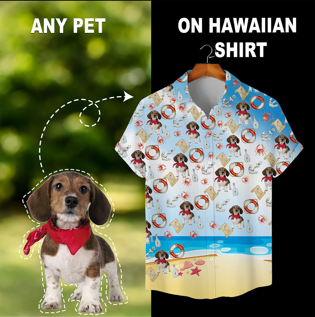 Custom Hawaiian Shirt for Pet Lovers | Personalized Pet Lovers Gift | Beach Pattern Light Color Aloha Shirt