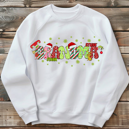 Mom and Grandma Christmas Sweatshirt With Kids Name On Back