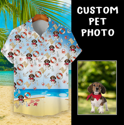 Custom Hawaiian Shirt for Pet Lovers | Personalized Pet Lovers Gift | Beach Pattern Light Color Aloha Shirt