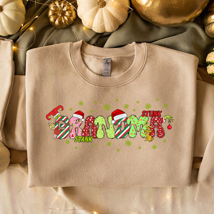 Mom and Grandma Christmas Sweatshirt With Kids Name On Back