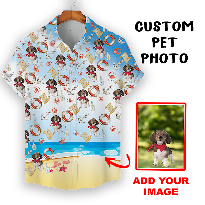 Custom Hawaiian Shirt for Pet Lovers | Personalized Pet Lovers Gift | Beach Pattern Light Color Aloha Shirt