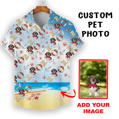 Custom Hawaiian Shirt for Pet Lovers | Personalized Pet Lovers Gift | Beach Pattern Light Color Aloha Shirt