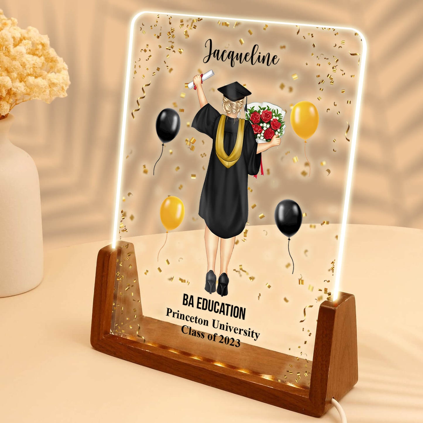 Personalize Degree Completion LED Acrylic Plaque