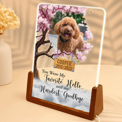 Personalize Hello and Goodbye Pet LED Acrylic Plaque