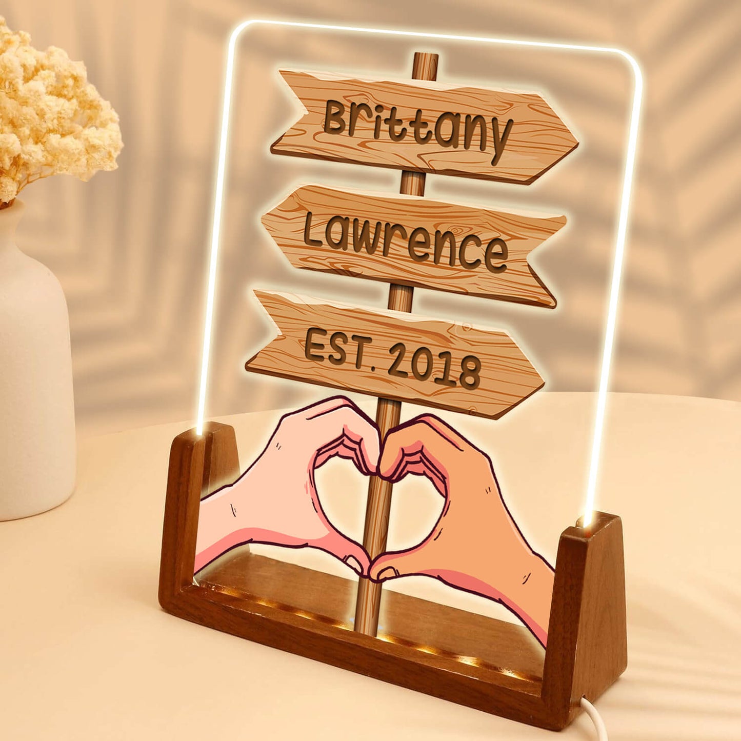 Personalize Couple Arrow LED Acrylic Plaque