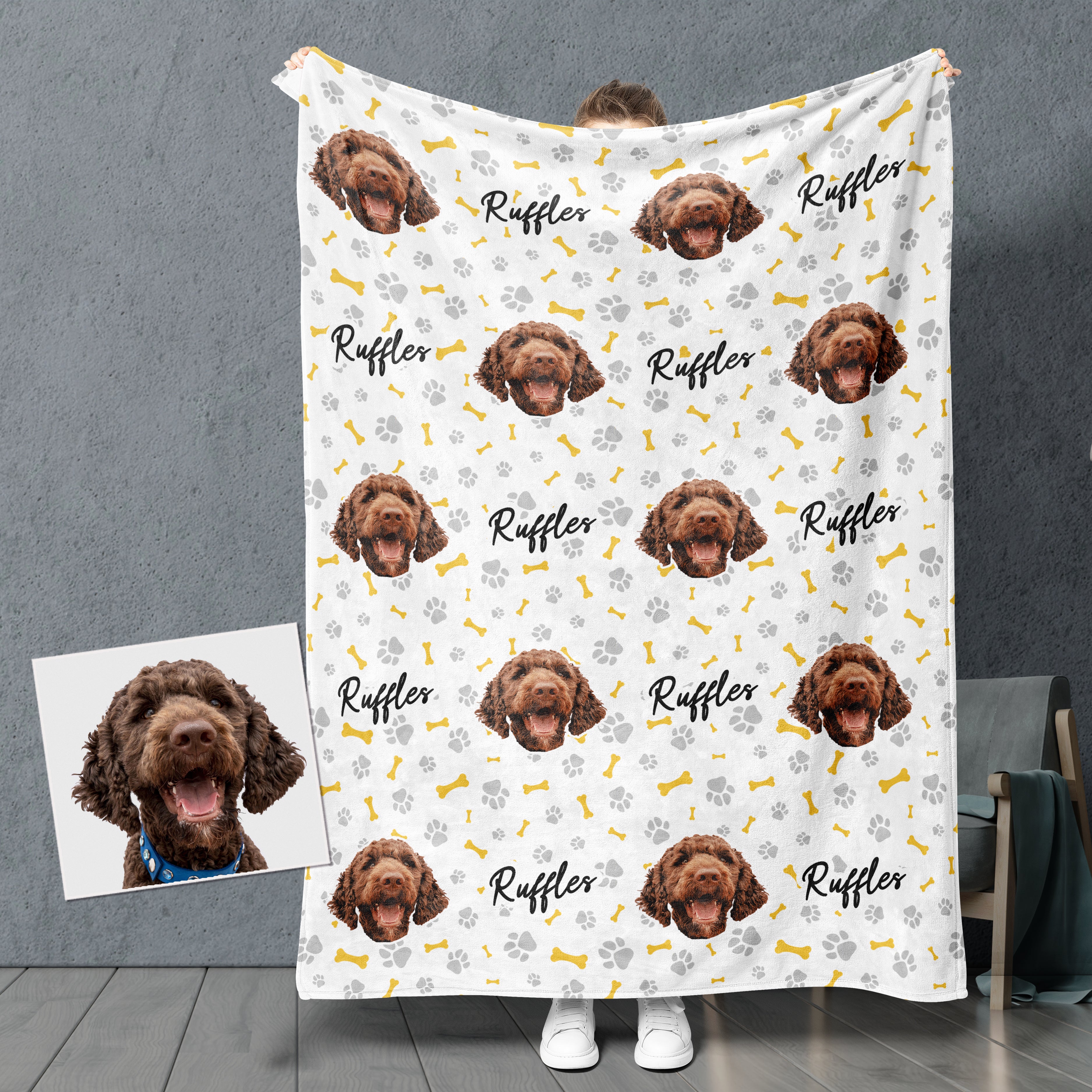 Fleece blanket with dogs on outlet it