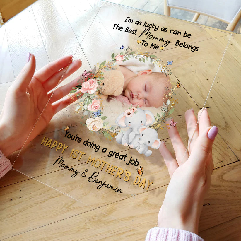 I'm As Lucky As Can Be The Best Mommy Belongs To Me - Personalized Acrylic Photo Plaque