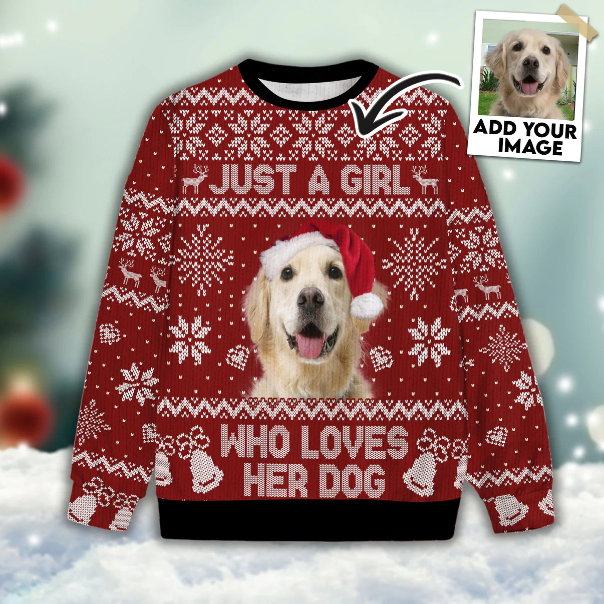 Custom Ugly Sweater - Girl Who Loves Her Dog