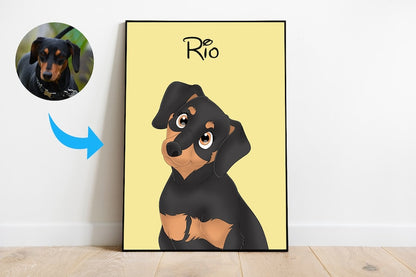 Custom Cartoon Style Pet Canvas