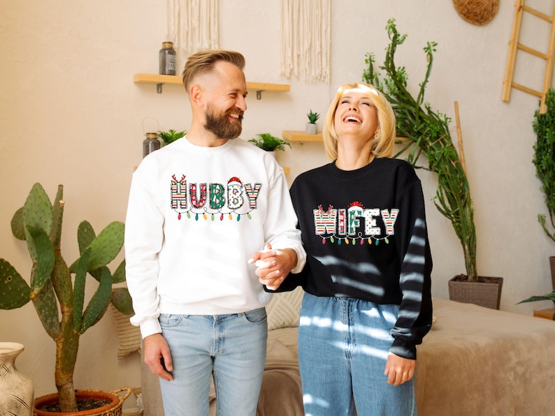 Festive Duo: Husband & Wifey Christmas Sweatshirts