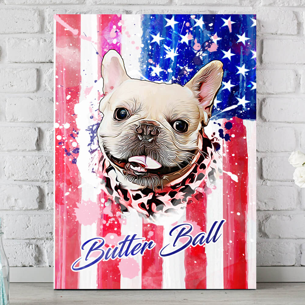 4th of July - Limited Edition - Personalized Pet Art - Pet on Canvas