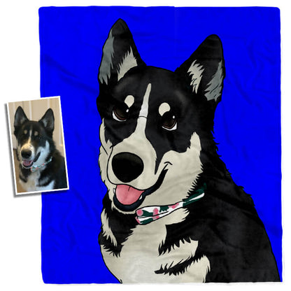 Cartoon Style - Custom Pet Fleece Blanket - Pet on Canvas