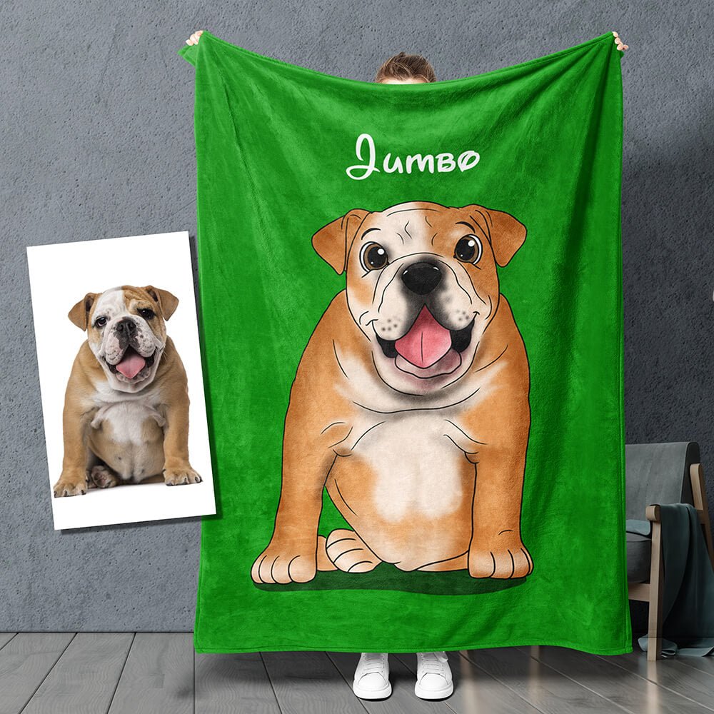 Cartoon Style - Custom Pet Fleece Blanket - Pet on Canvas