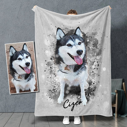 Custom Pet Fleece Blanket - Pet on Canvas