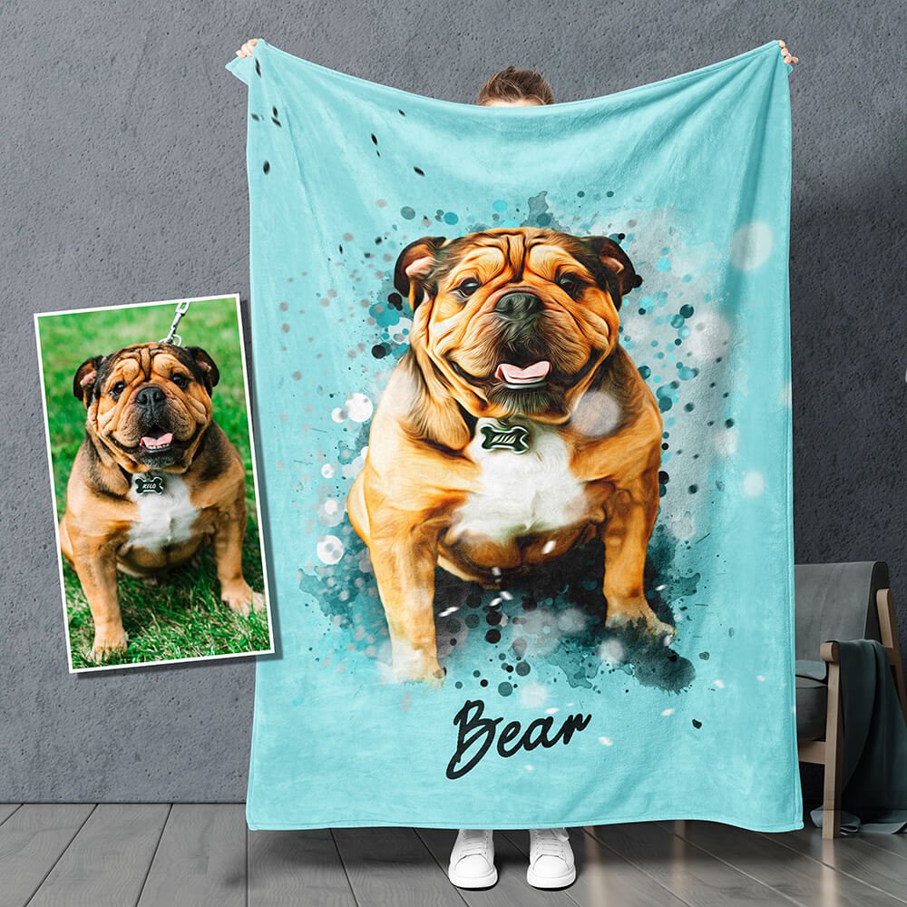 Custom Pet Fleece Blanket - Pet on Canvas